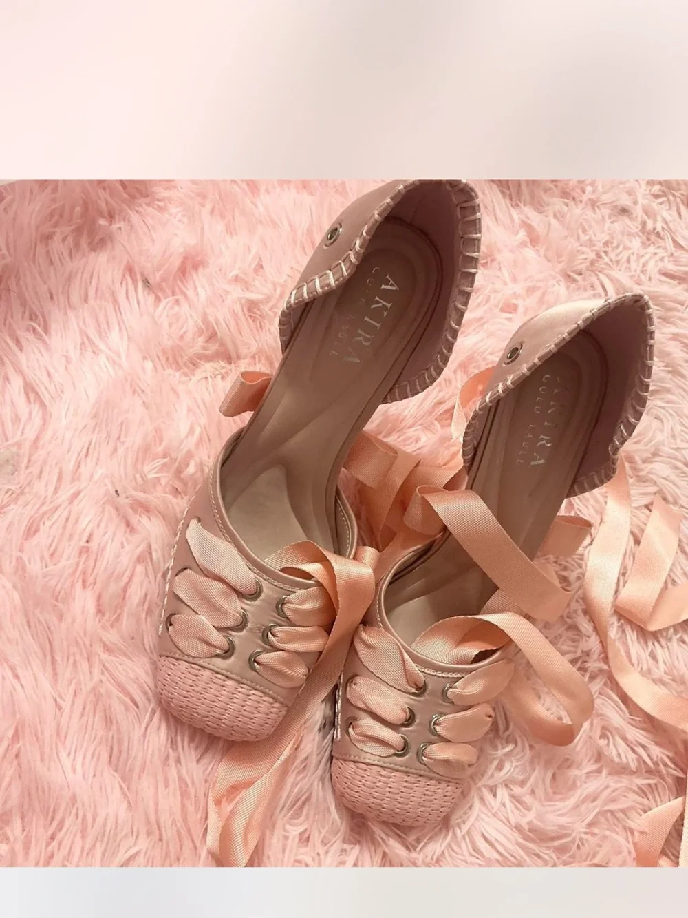 AKIRA Blush Pink Ribbon Lace-Up Espadrille Flats